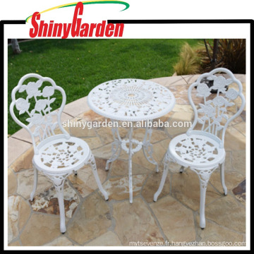 3pcs meubles de patio en fonte bistro en aluminium ensemble antique table ronde et chaise